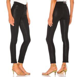 NWT! GRLFRND The Karolina Button Fly Coated High Rise Skinny Jeans In Black Noir